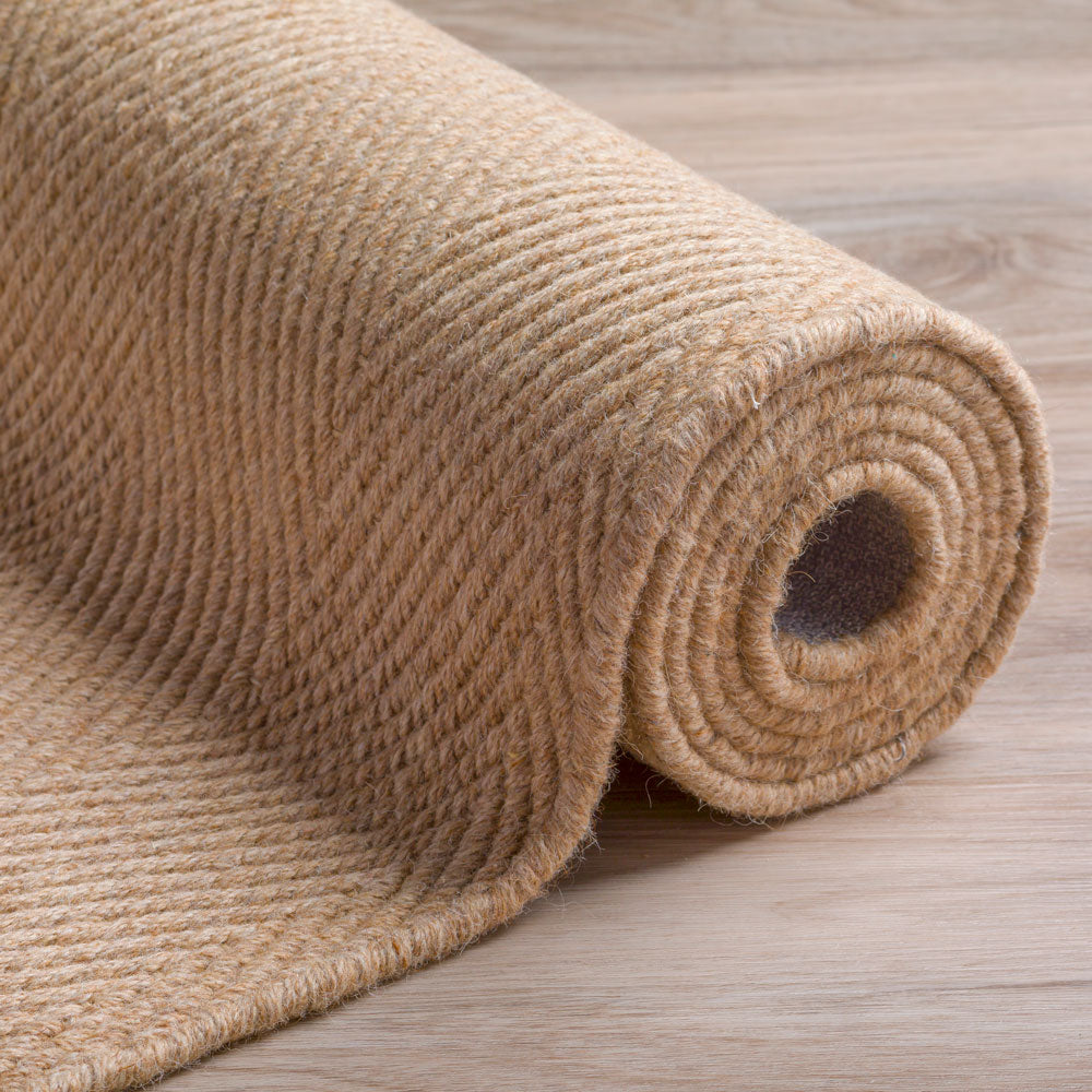 Monaco Herringbone Wool Rug Ecru 5' x 7'6" by Homeportonline