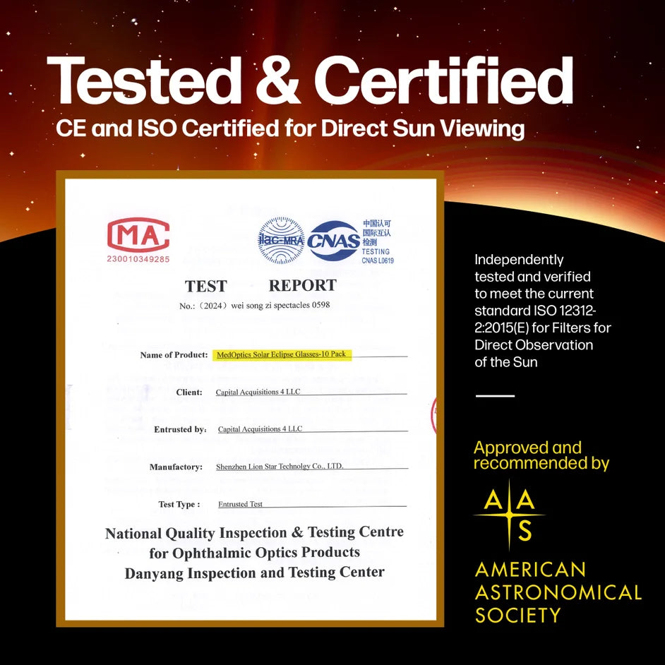 Solar Eclipse Glasses Approved - Aas, Iso & Ce