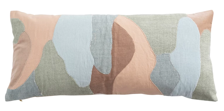 Pillow Cotton Blend Patchwork 36" x 16" by Homeportonline