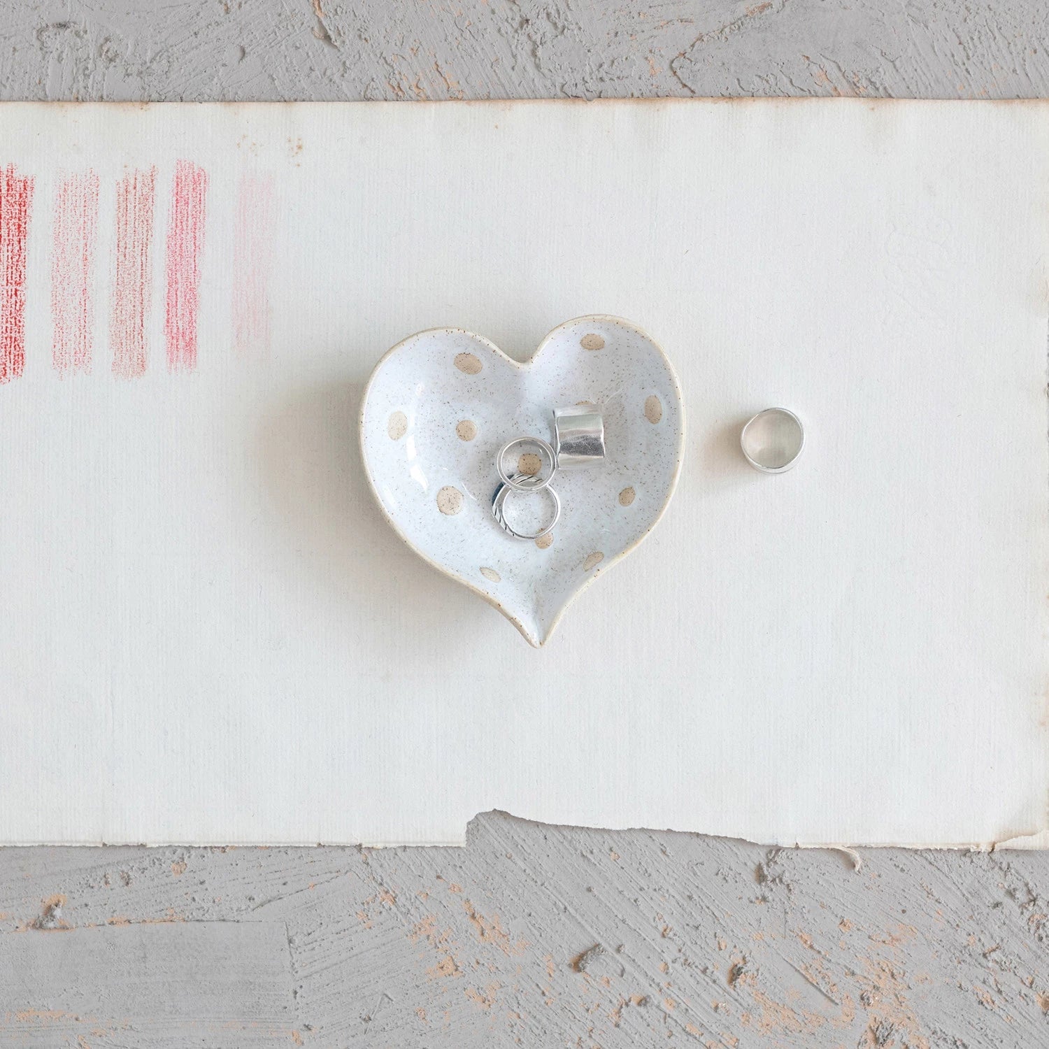 Decorative Bowl Heart Shaped Cream 4" x 4" by Homeportonline