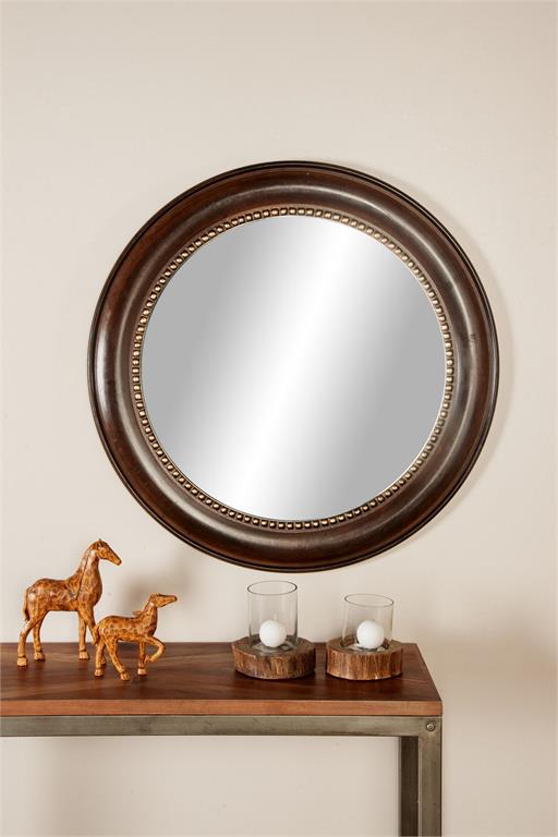 Mirror Wood Natural Wall Mount Dark Brown by Homeportonline