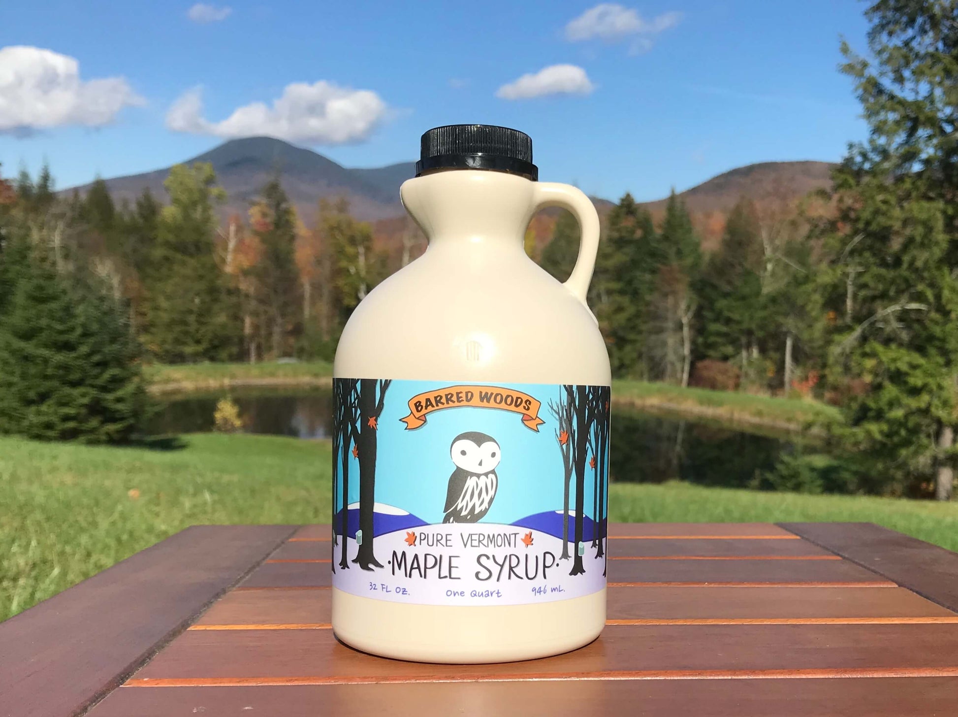 Pure Organic Vermont Maple Syrup - Quart Jug (32 ounces) by Barred Woods Maple