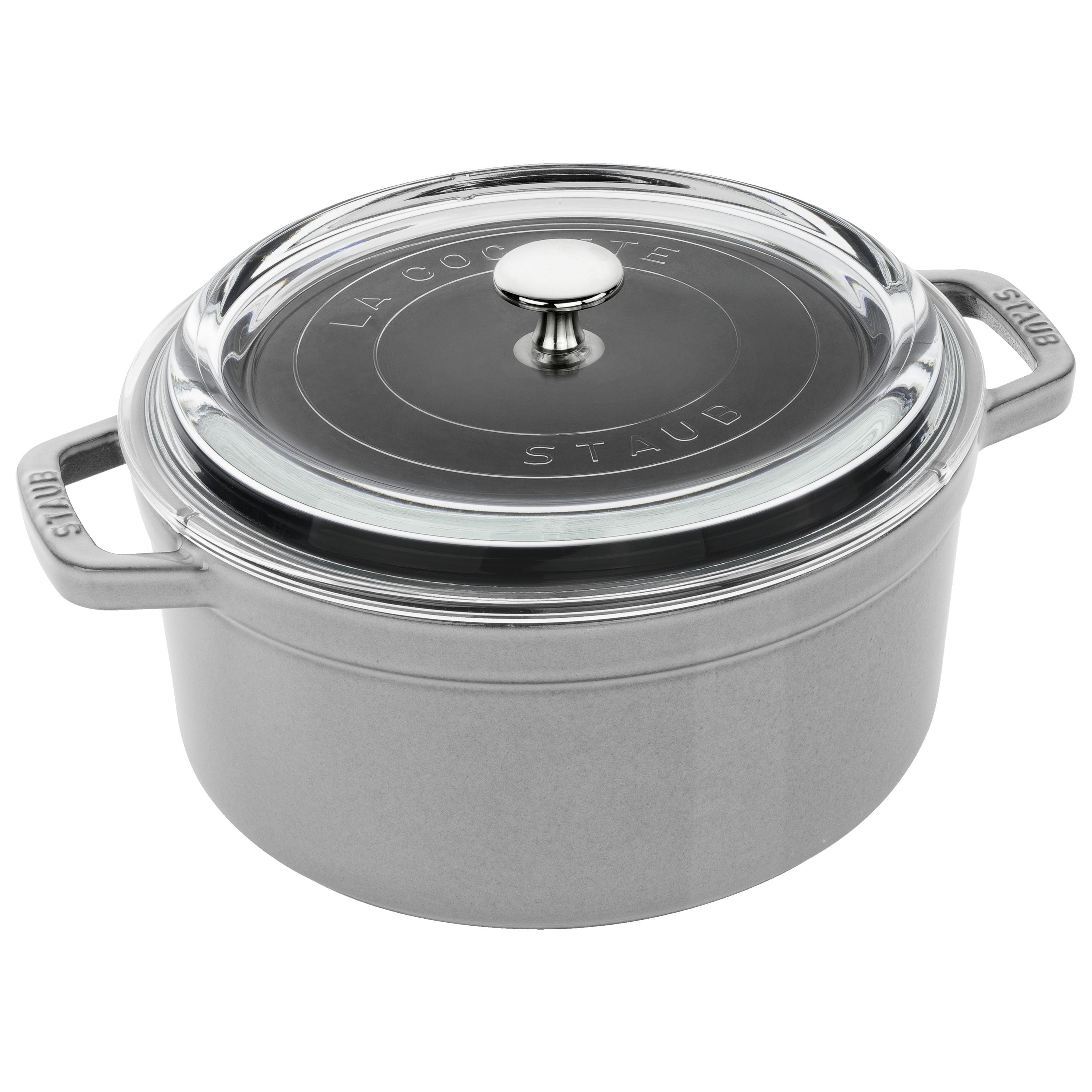 Cookware - Staub Cocotte w/ Glass Lid 4qt Grey Graphite by Homeportonline
