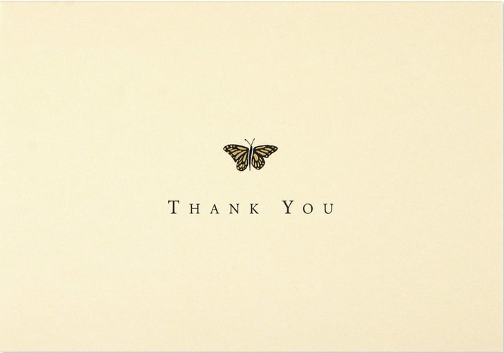 Gold Butterfly (debossed, Gold Foil) Thank You