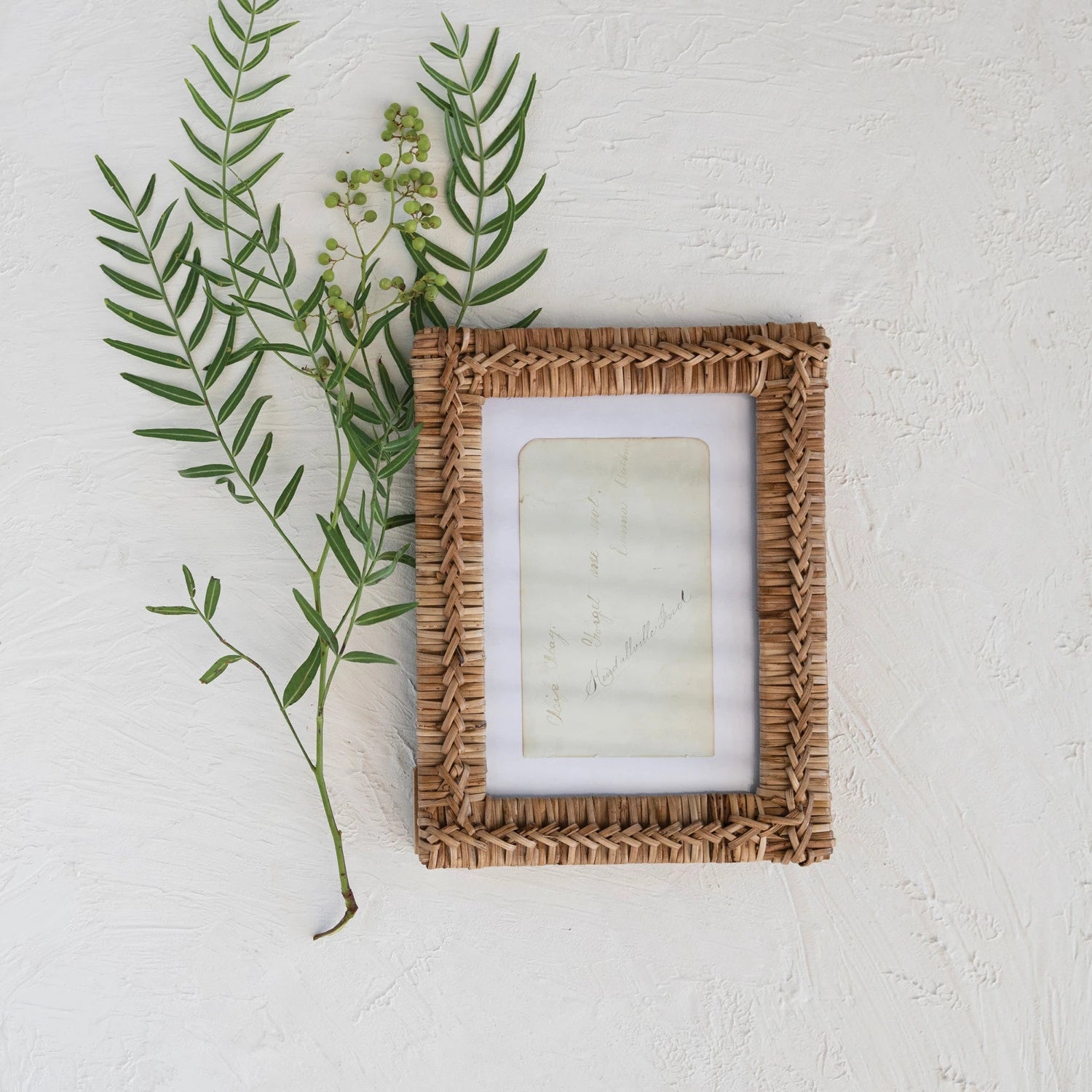 Frame Woven Rattan Natural Holds 5"x 7" by Homeportonline
