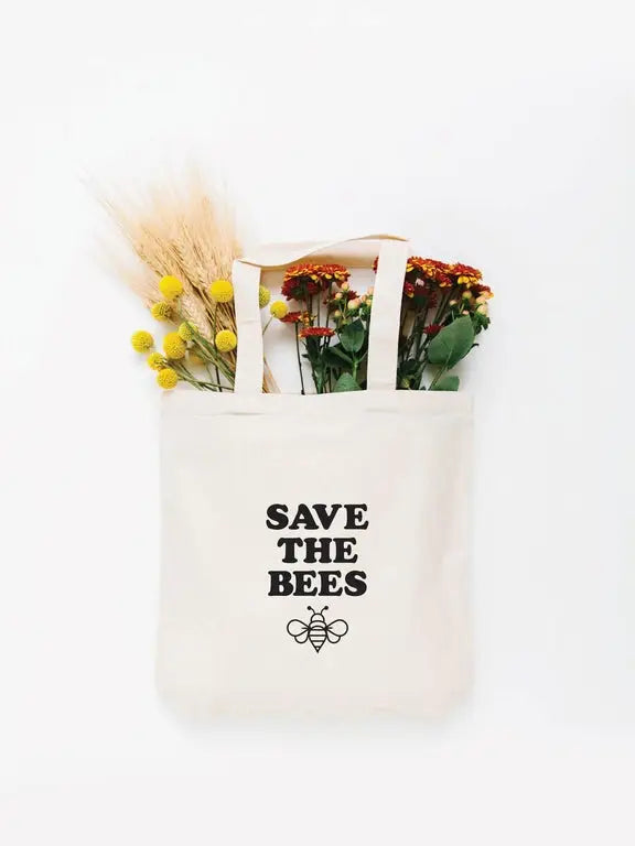 Small Cream Tote Bag - "Save the Bees" by Wild Lark