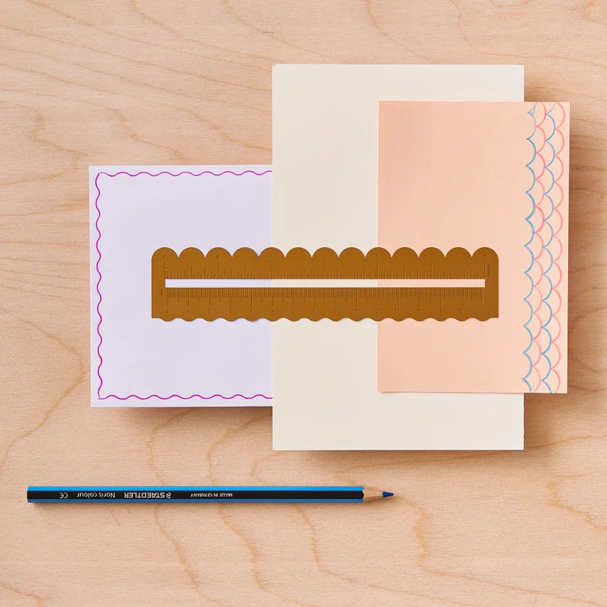Wavy Brass Ruler - with Scalloped Borders