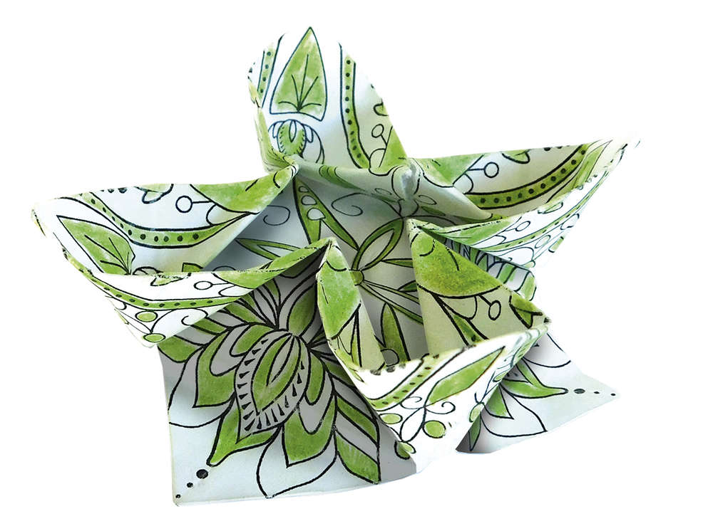 Kids Coloring Origami 15cm x 15cm Lotus Mandala by Homeportonline