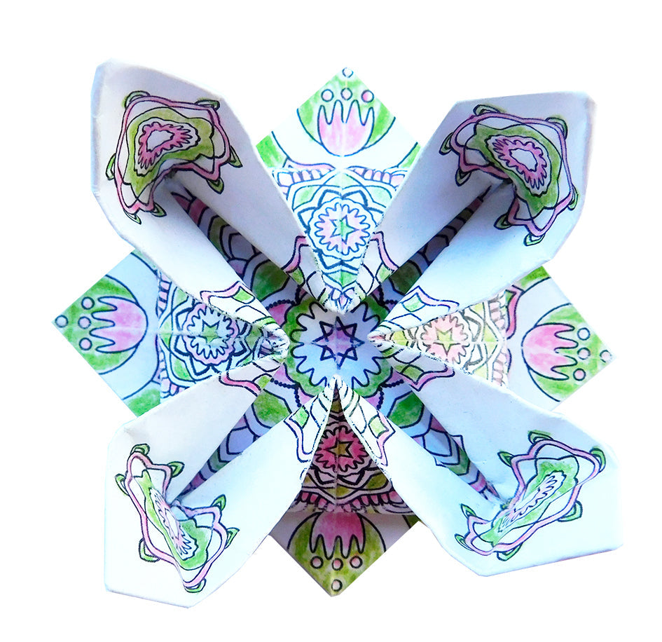 Kids Coloring Origami 15cm x 15cm Lotus Mandala by Homeportonline