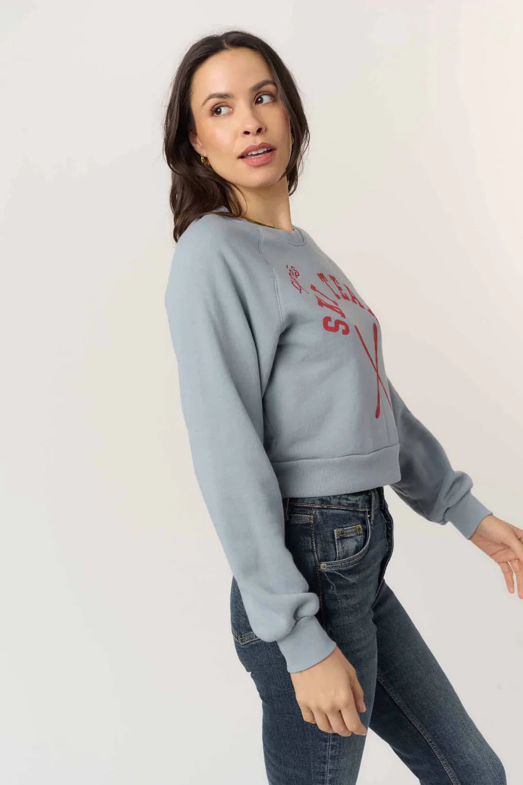 Project Social T Après Ski Shrunken Sweatshirt Dusty Blue