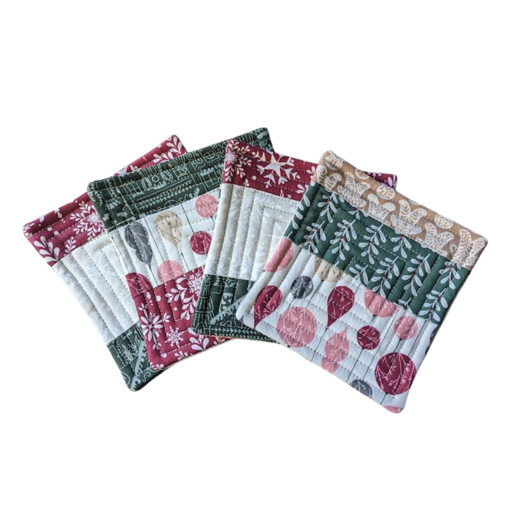 Gingerbread Lane Patchwork - Quilted Coasters