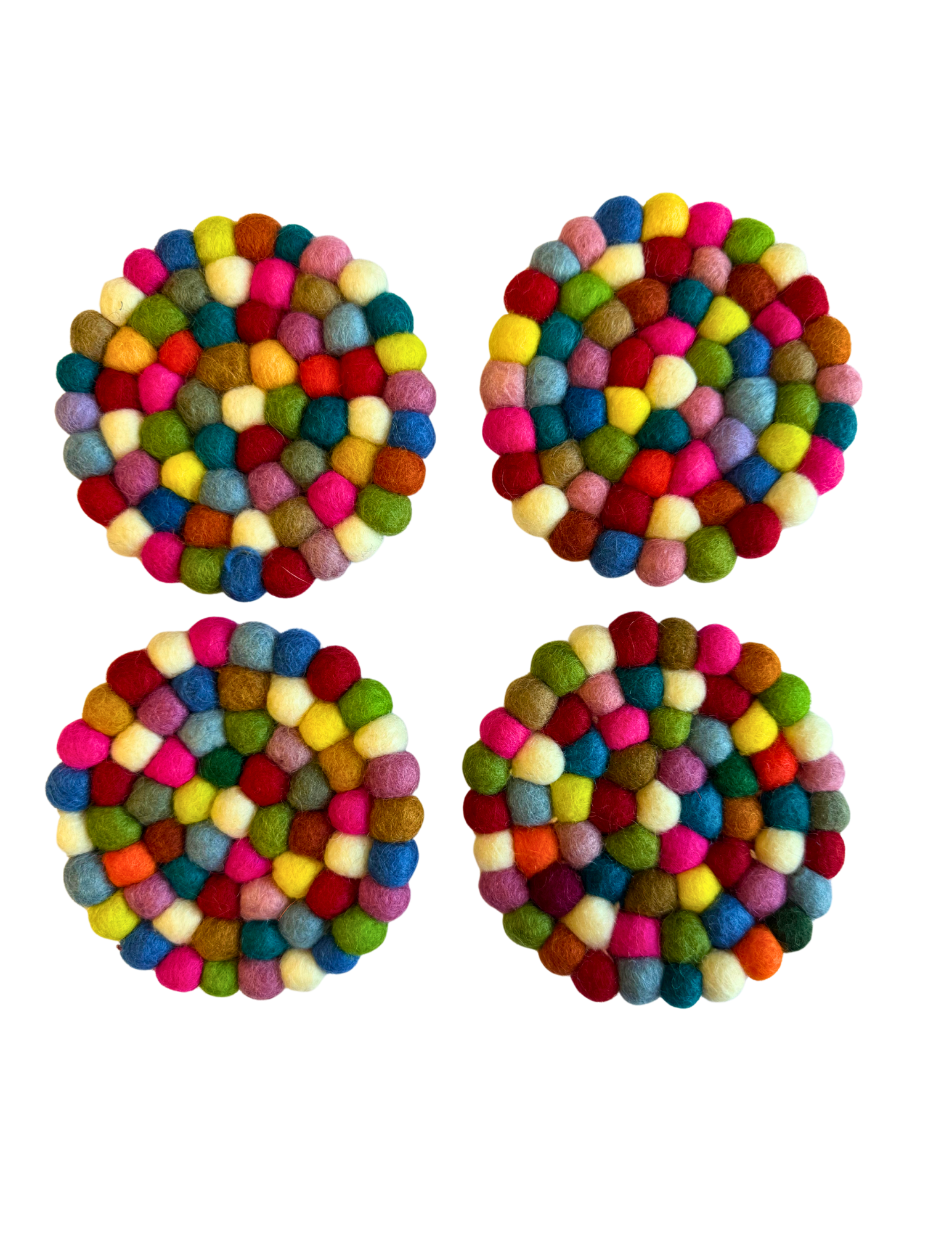 DC Felt Wool Ball Coaster- Square, Circle (set of 4) | 935 FC