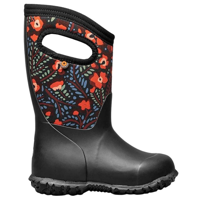 Bogs Kids' York Super Flower Rain Boot - Black Multi