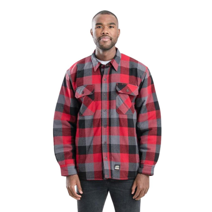 Berne Men's Flannel Shirt Jac - Plaid Red