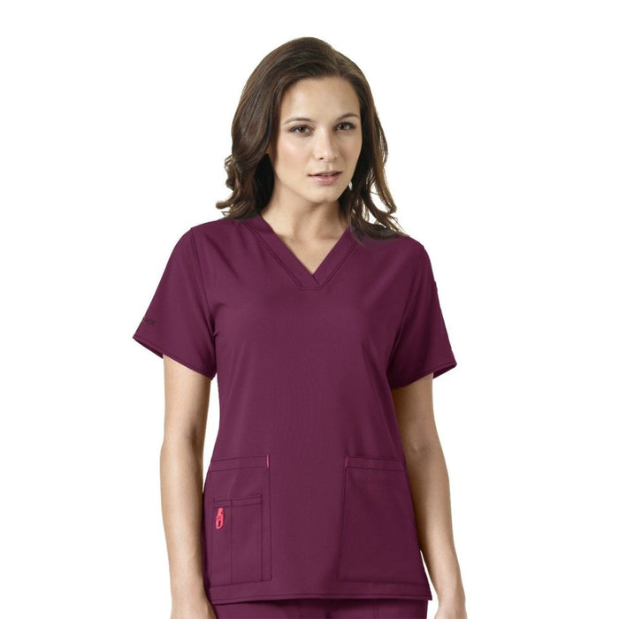 Carhartt Women's Scrubs V-Neck Media Top - Wine