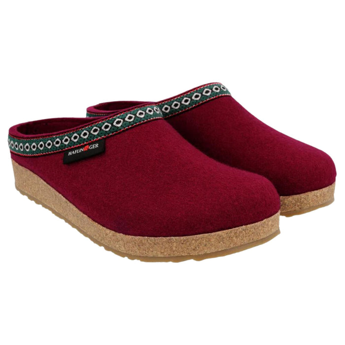 Haflinger Classic Wool Grizzly Clog - Bordo