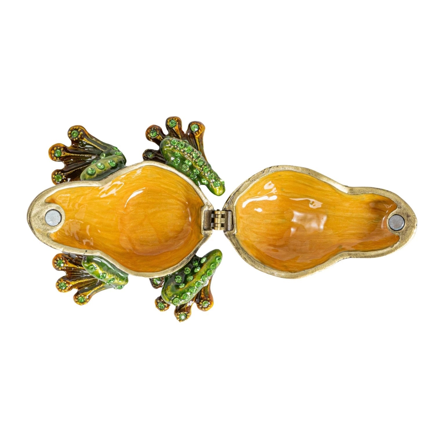 Trinket Box Enameled Metal Frog 3"l x 2.25"h by Homeportonline