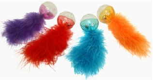 Multipet Assorted Lattice Ball With Feather Cat Toy by Pet Food Warehouse
