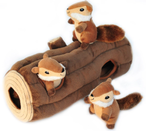 Zippy Paws Chipmunks Burrow Log Dog Toy by Pet Food Warehouse