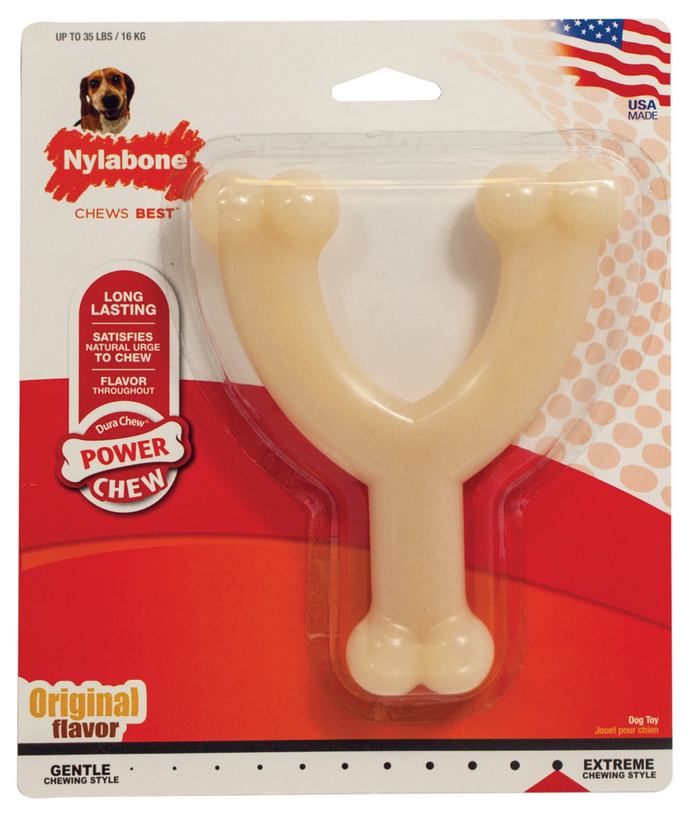 Nylabone n214p Wolf Wishbone Dog Toy by Pet Food Warehouse