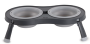 Dexas 2.5 Cup Elevated Double Diner Gray by Pet Food Warehouse