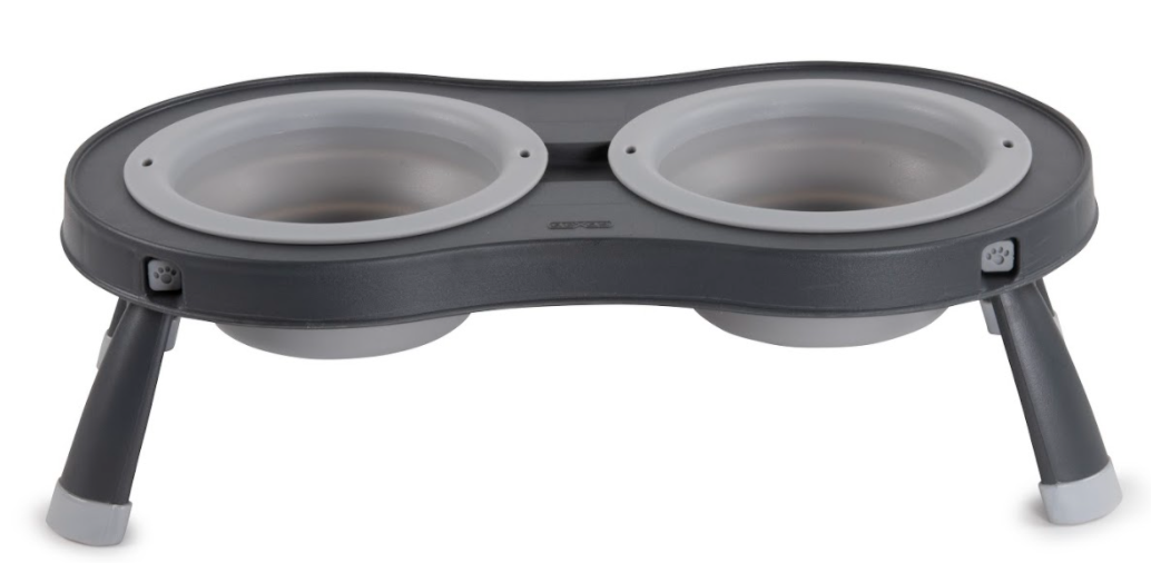 Dexas 2.5 Cup Elevated Double Diner Gray by Pet Food Warehouse