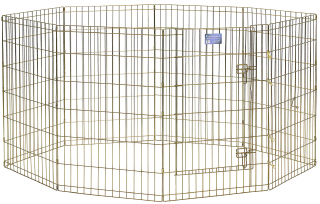 Midwest 36" Exercise Pen Gold 8 Panel with Door by Pet Food Warehouse