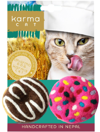 Dharma Dog Karma Cat Wool Donuts 2 Pack Cat Toy by Pet Food Warehouse