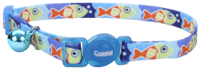 Coastal Safety Cat Collar 3/8 8-12 Blue Fish by Pet Food Warehouse