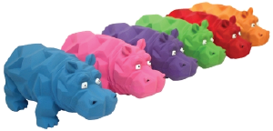 Multipet Latex Origami Hippo Assorted Colors Dog Toy 8" by Pet Food Warehouse