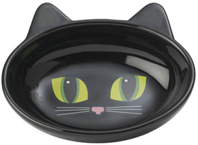 Petrageous 5.5" Black Oval Frisky Kitty Dish by Pet Food Warehouse