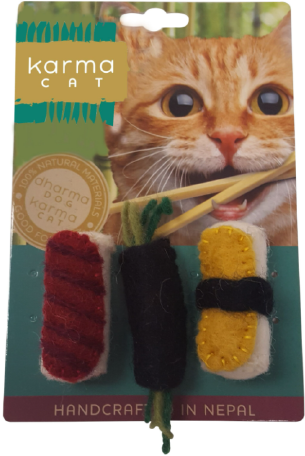 Dharma Dog Karma Cat Wool Sushi 2 Pack Cat Toy by Pet Food Warehouse