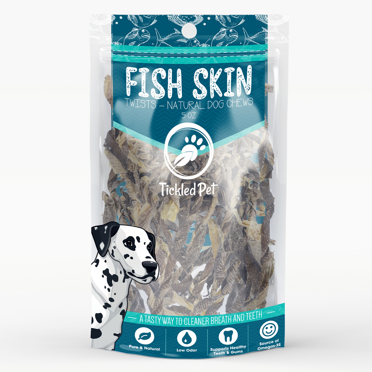 Tickled Pet Icelandic Codfish Skin Twists 5oz by Pet Food Warehouse