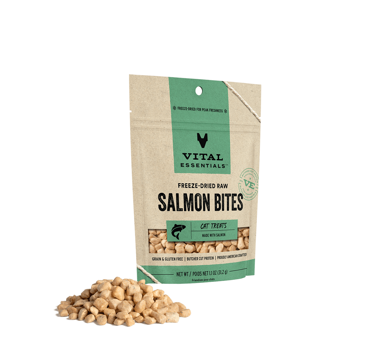Vital Essentials Freeze-Dried Bites Cat Treat Salmon Bites 1.1oz by Pet Food Warehouse