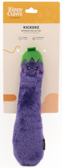 ZippyClaws Kickerz Eggplant Cat Toy by Pet Food Warehouse