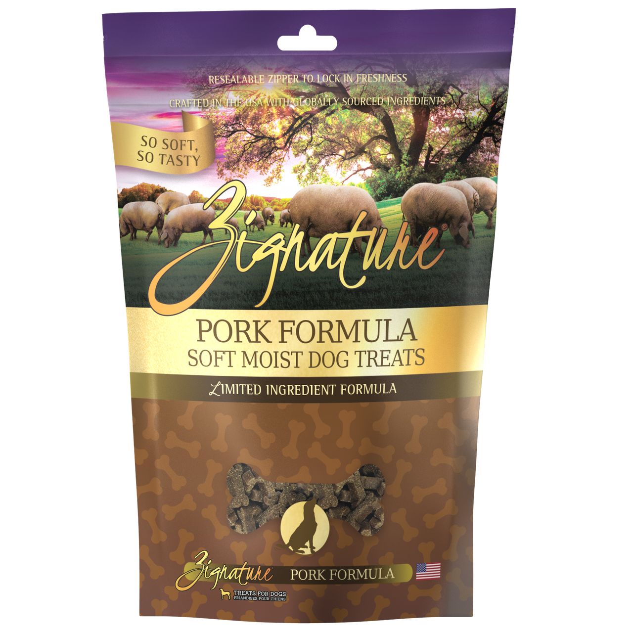 Zignature Soft Moist Treats For Dog Pork 4oz by Pet Food Warehouse