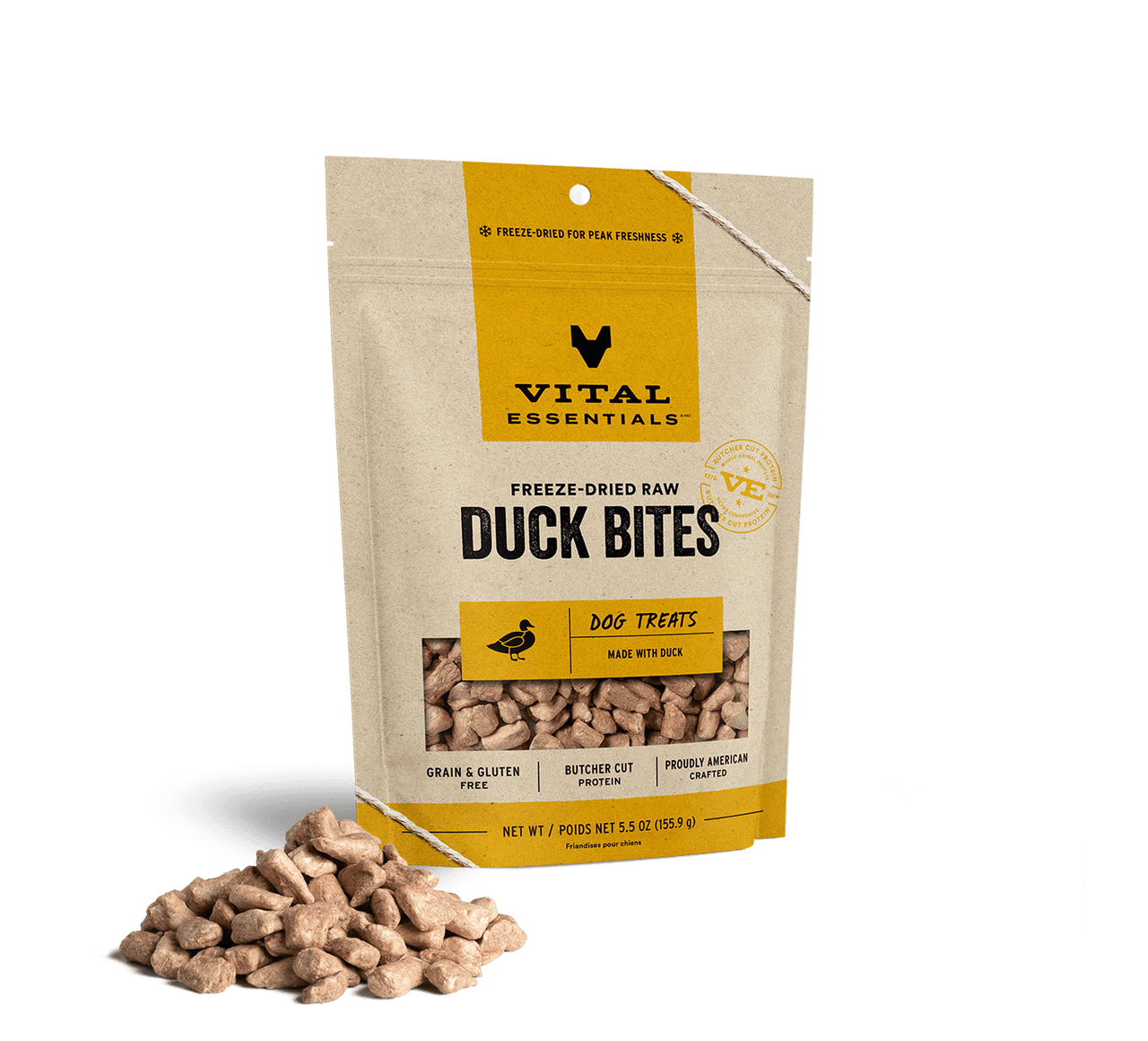 Vital Essentials Freeze-Dried Dog Treats Duck Bites 5.5oz by Pet Food Warehouse