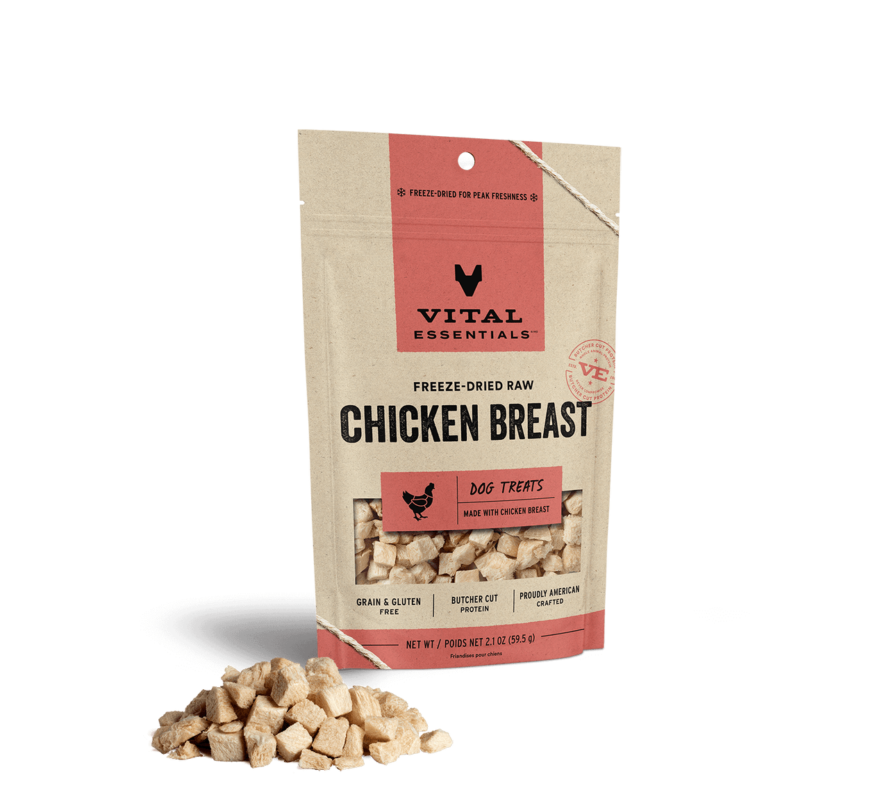 Vital Essentials Freeze-Dried Dog Treats Chicken Breast 2.1oz by Pet Food Warehouse