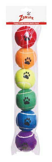 Griggles 6 pack Puppy Pride Tennis Balls Dog Toy by Pet Food Warehouse