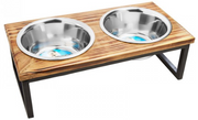 Indipet 1 Pint Contempory Wooden Double Diner by Pet Food Warehouse
