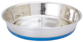Indipets Small Shallow Stainless Dog Dish with Rubber Base by Pet Food Warehouse