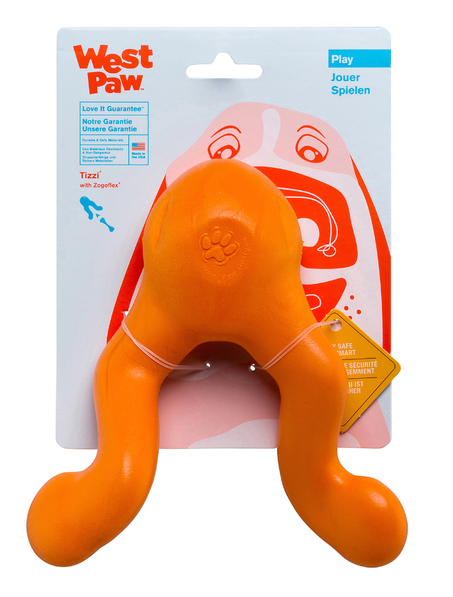 West Paw Tizzi Dog Toy Tangerine 6.5" by Pet Food Warehouse