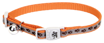 Coastal Lazer Brite Safety Cat Collar 3/8 8-12 Orange Paw by Pet Food Warehouse