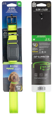 NightDog Rechargeable LED Collar Lime Green Medium by Pet Food Warehouse