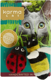 Dharma Dog Karma Cat Wool Ladybug & Bee 2 Pack Cat Toy by Pet Food Warehouse