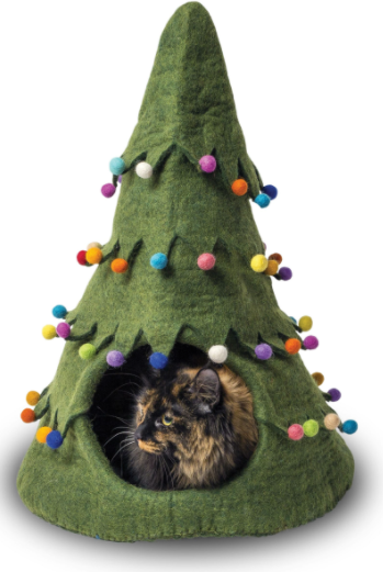 Dharma Dog Karma Cat Wool Pet Cave Holiday Tree Green by Pet Food Warehouse