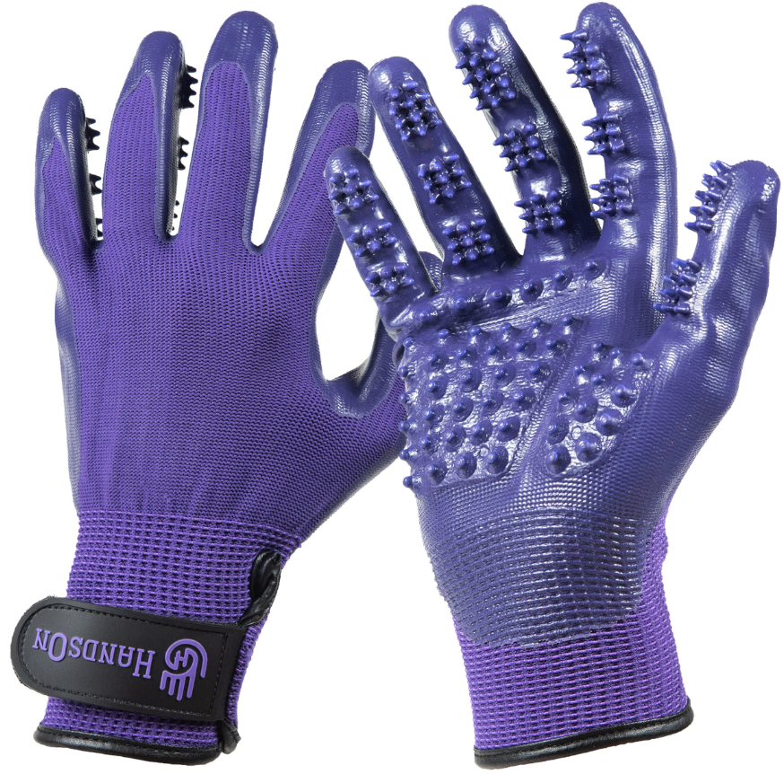Hands On Grooming Glove Purple Medium by Pet Food Warehouse