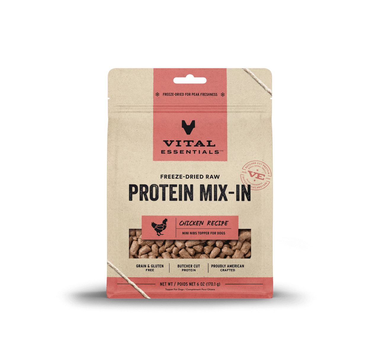 Vital Essentials Raw Protein Mix-In Chicken Recipe Mini Nibs Topper for Dogs 6oz by Pet Food Warehouse