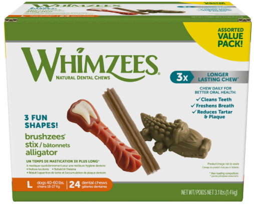 Whimzees Natural Dental Value Box Dog Treats Large 24 count by Pet Food Warehouse