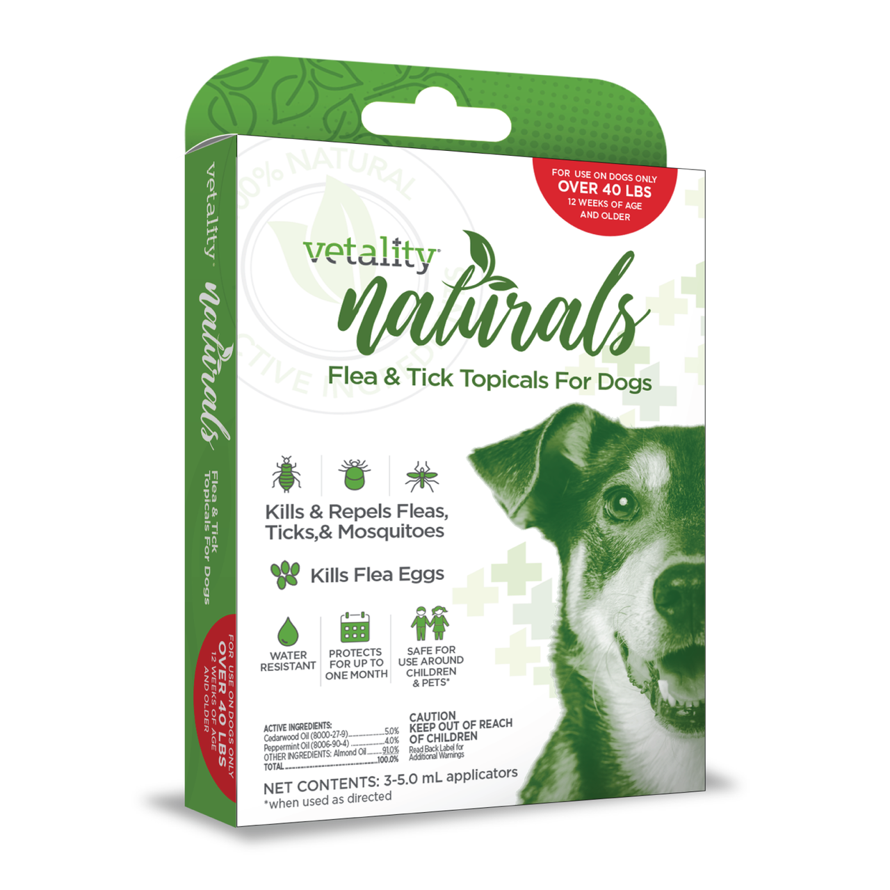 Vetality Naturals Flea & Tick Topicals for Dogs > 40 lbs 3 Count by Pet Food Warehouse